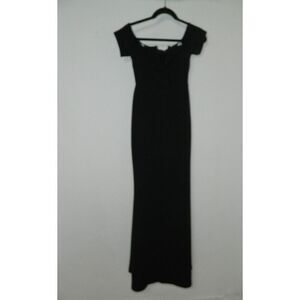 Lulu's Dress Black Lynne Off the Shoulder‎ Bodycon Maxi Gown Size X-Small